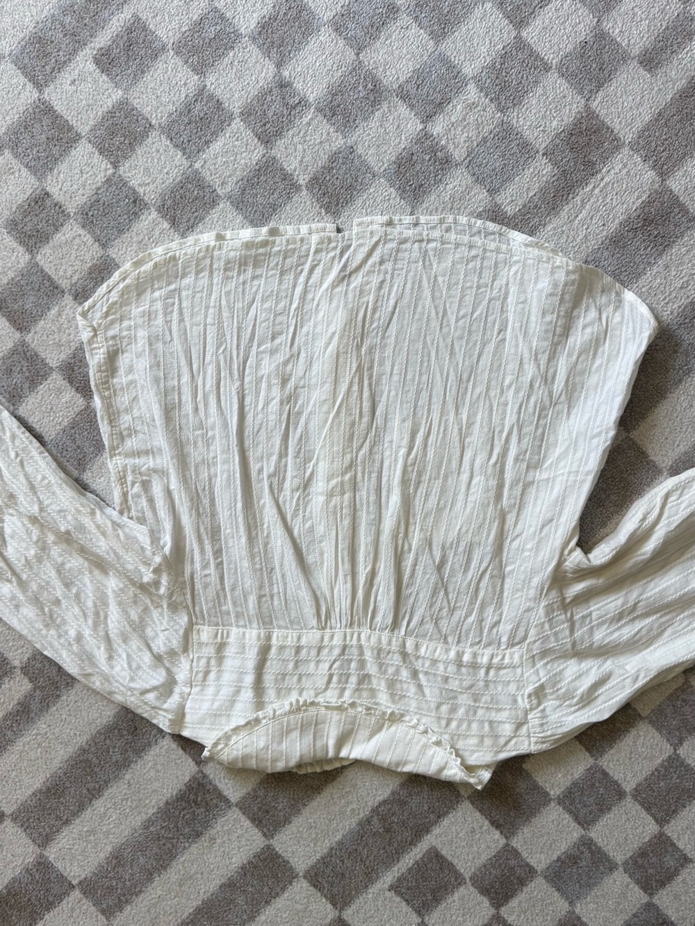 Pilcro Cream Ruffle-Collar Button Front Blouse - Picture 4 of 4